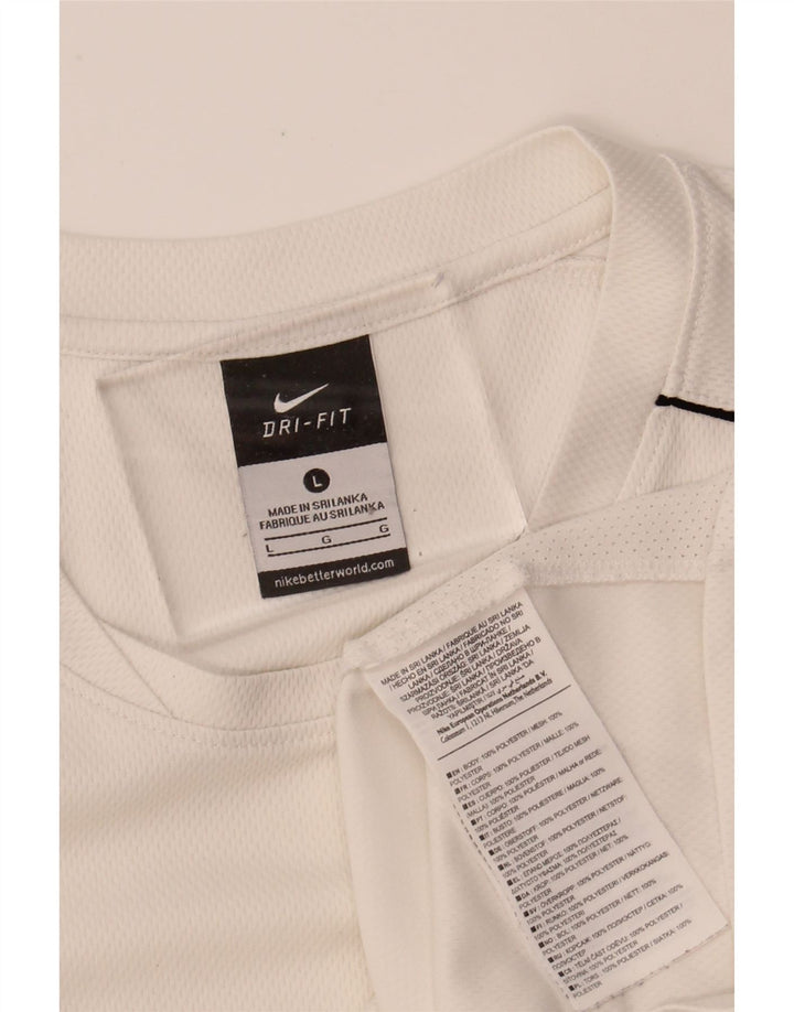 NIKE Mens Dri Fit T-Shirt Top Large White Polyester