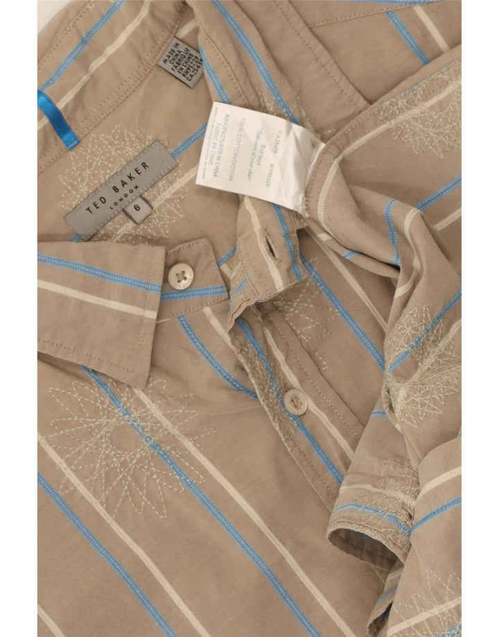 Ανδρικό πουκάμισο Ted Baker Νούμερο 6 2XL Μπεζ ριγέ βαμβακερό
