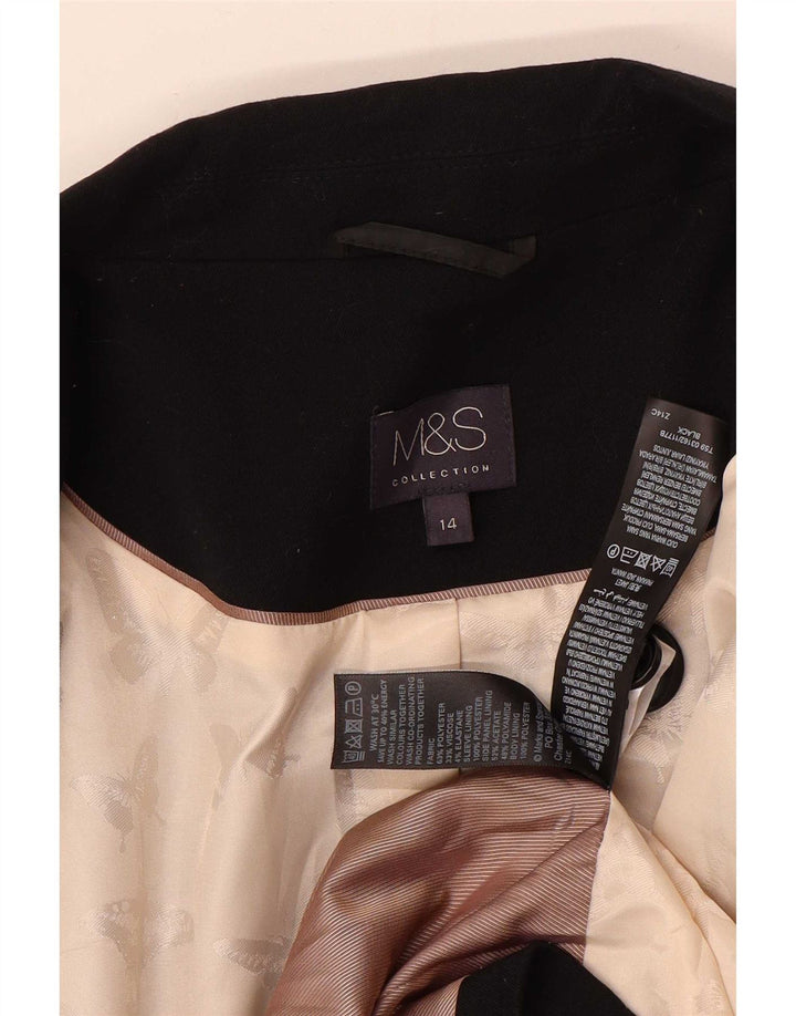 Marks & Spencer Γυναικείο Μπουφάν Blazer με 1 Κουμπί UK 14 Μεσαίο Μαύρο Πολυεστέρας