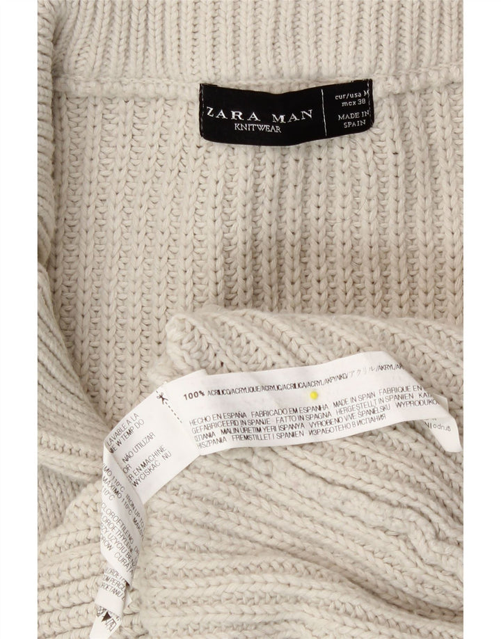 Zara Ανδρικά κουμπιά ζακέτα με κουμπιά, μεσαίο άσπρο ακρυλικό