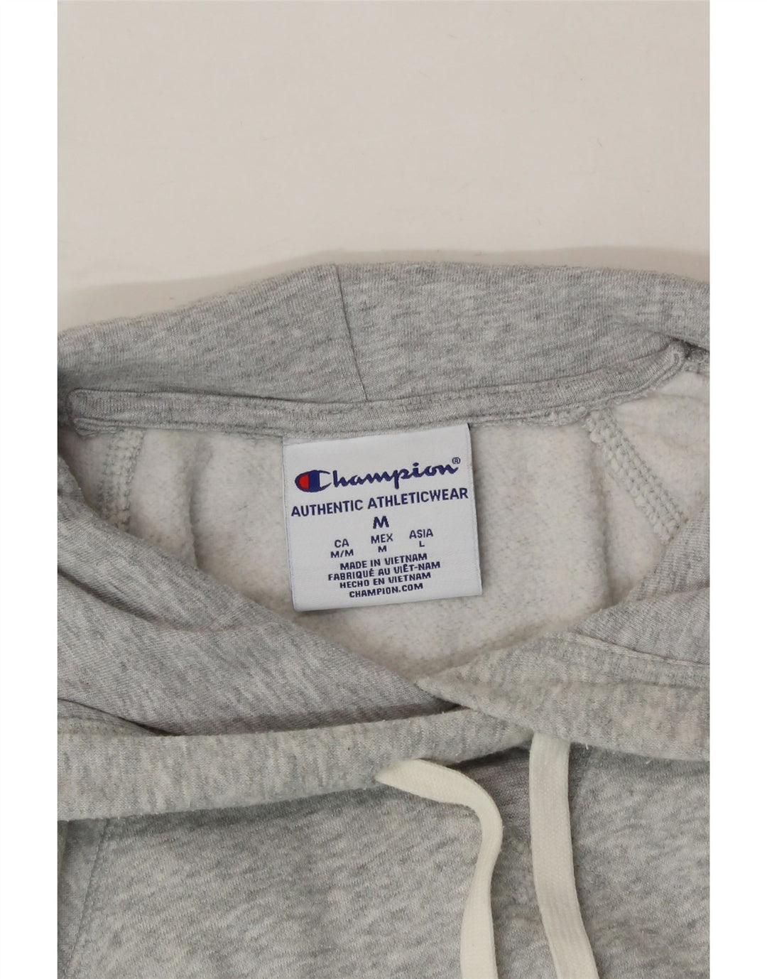 CHAMPION Womens Graphic Hoodie Jumper UK 14 Medium Grey Vintage Champion and Second-Hand Champion from Messina Hembry 