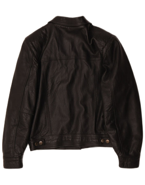 Vintage Γυναικείο Oversized Δερμάτινο Μπουφάν UK 10 Small Black