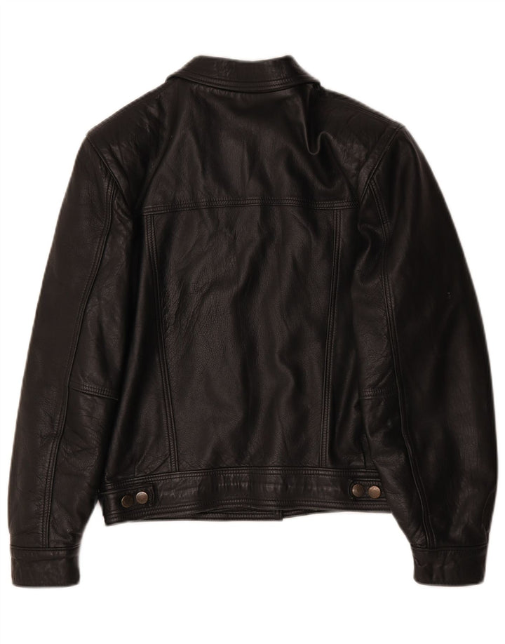 Vintage Γυναικείο Oversized Δερμάτινο Μπουφάν UK 10 Small Black
