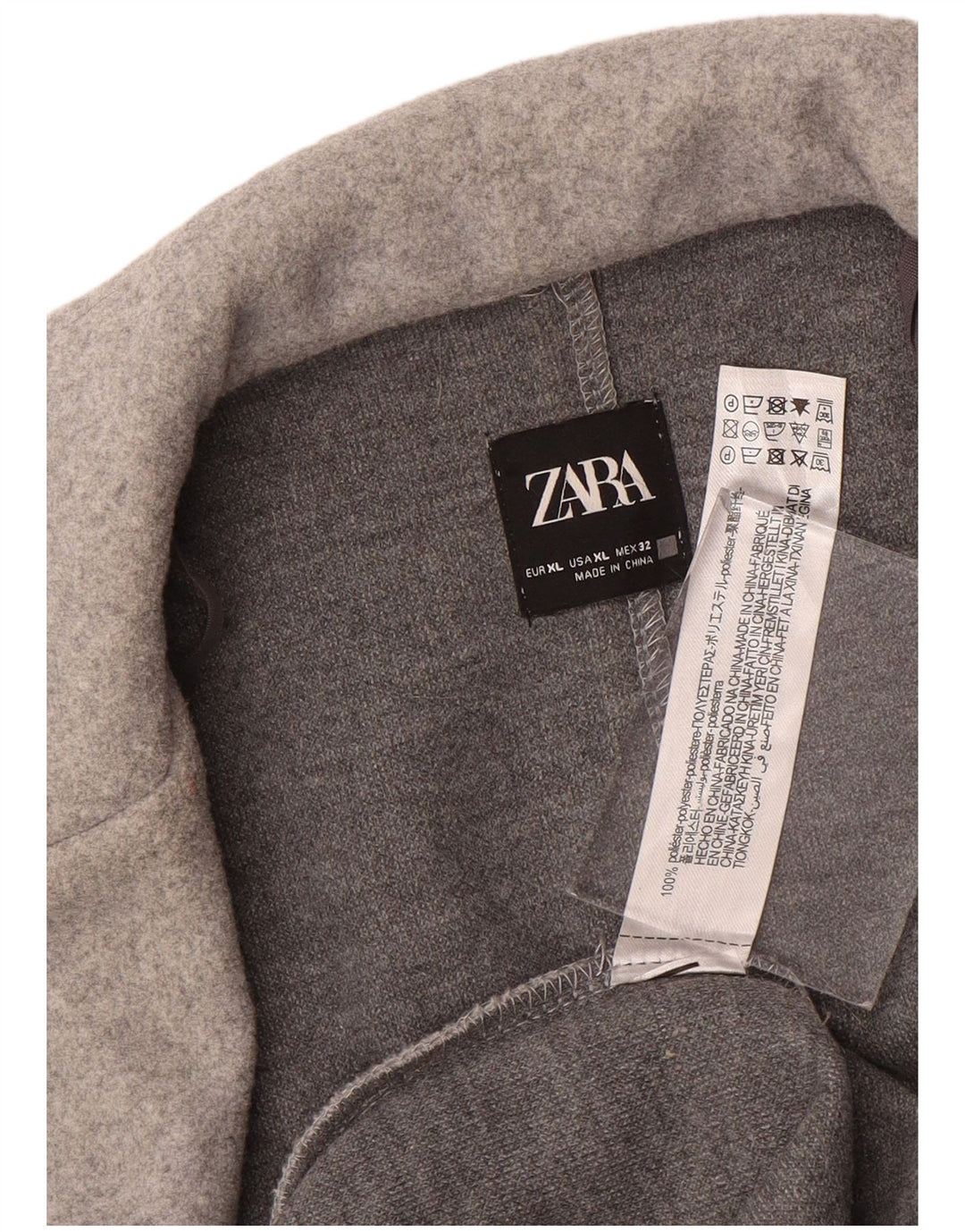 ZARA Γυναικείο Ανοιχτό Παλτό UK 18 XL Γκρι Πολυεστέρας