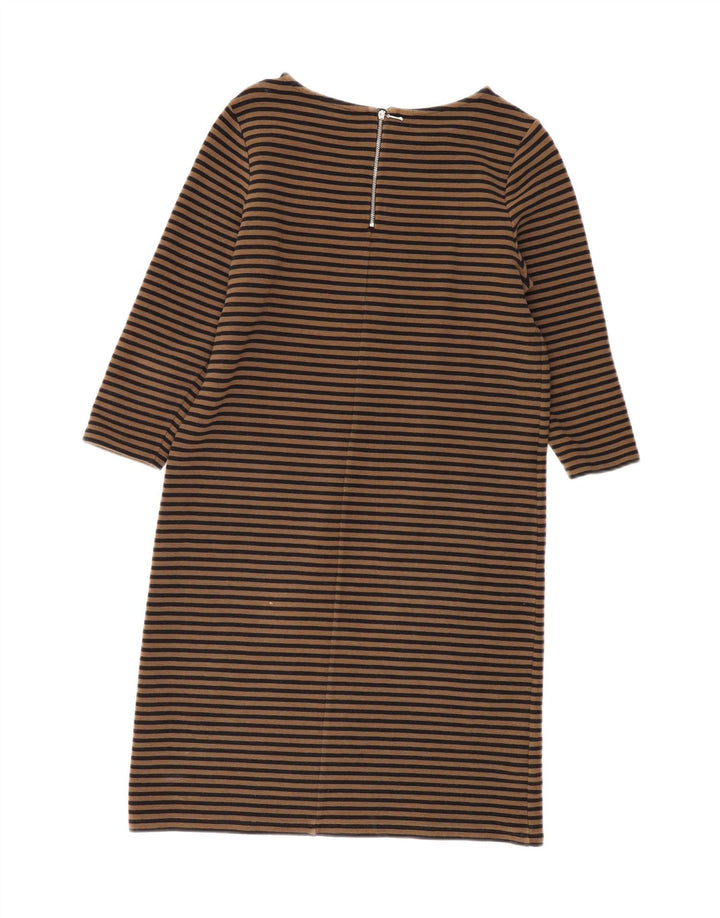 LAURA ASHLEY Γυναικείο φόρεμα 3/4 Sleeve Shift UK 12 Medium Beige ριγέ