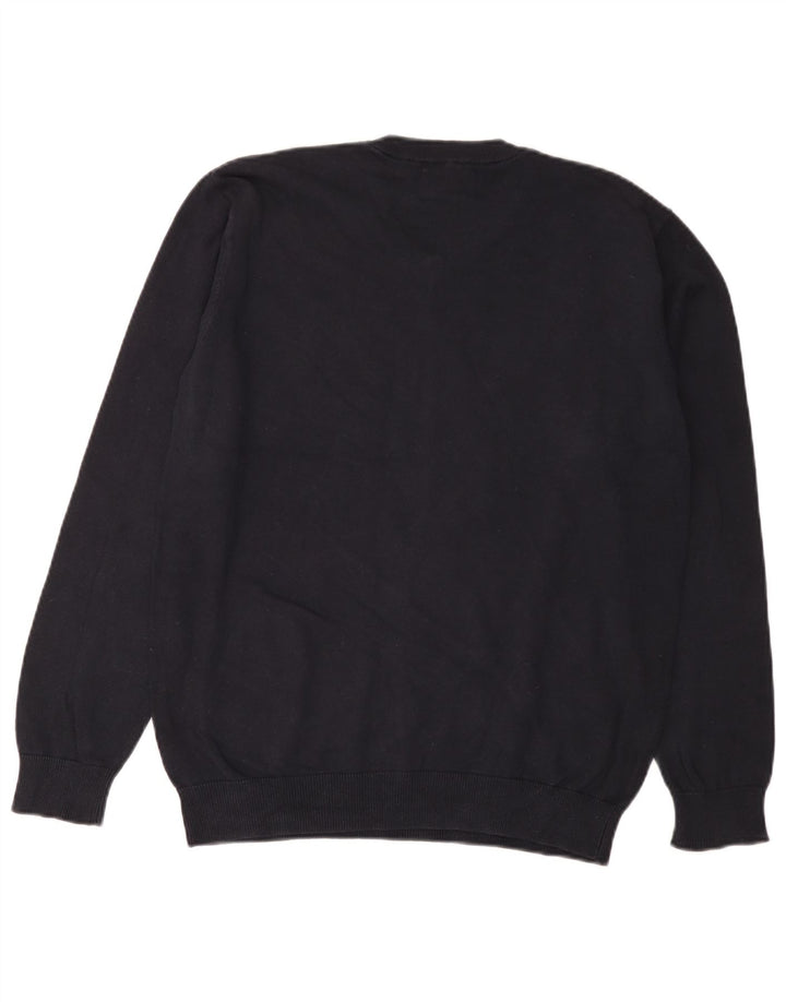 Ανδρικό πουλόβερ Pierre Cardin με V λαιμόκοψη, μεσαίο μπλε βαμβακερό