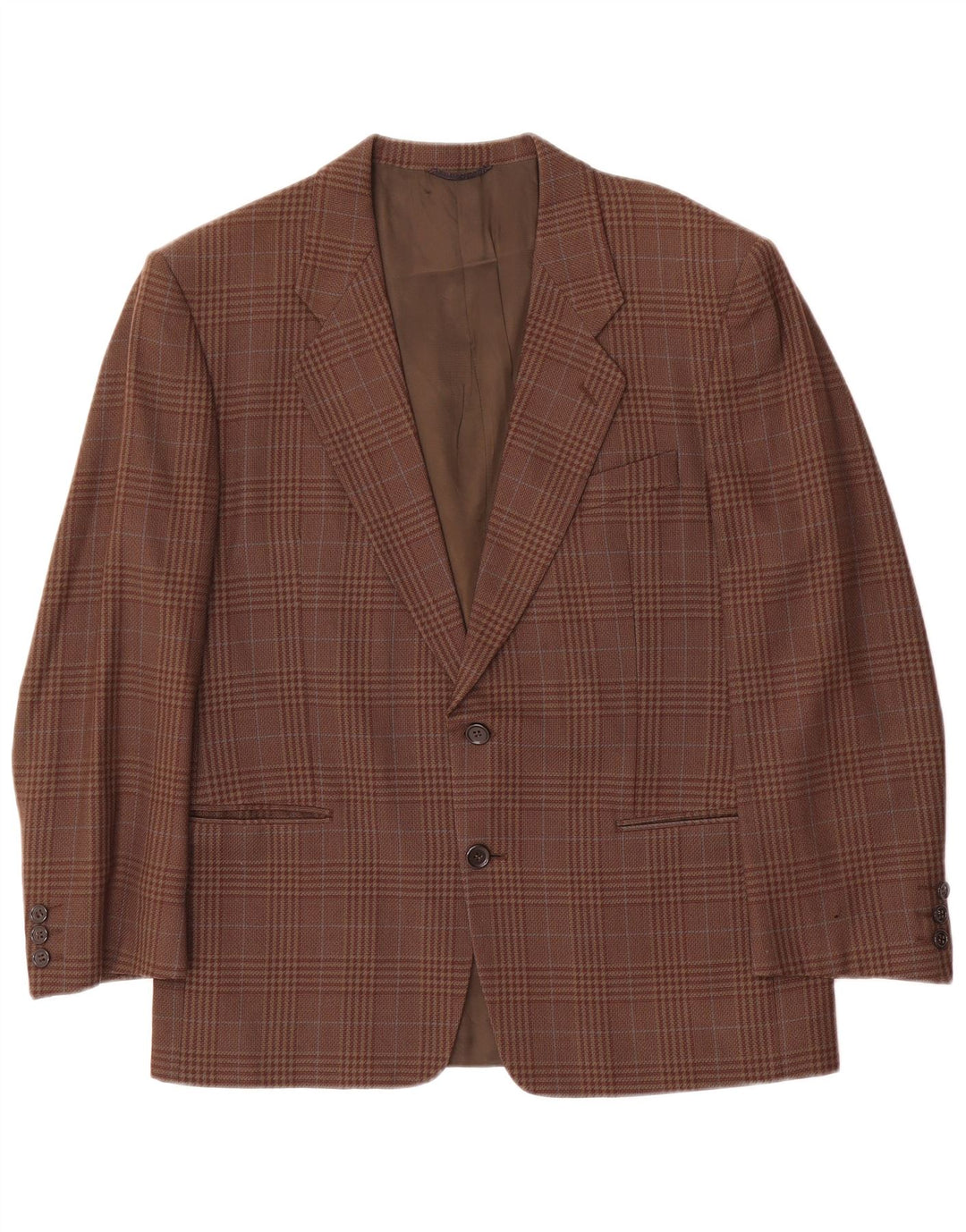 Vintage Ανδρικό σακάκι 2 κουμπιών σακάκι IT 50 Large Brown Check Wool
