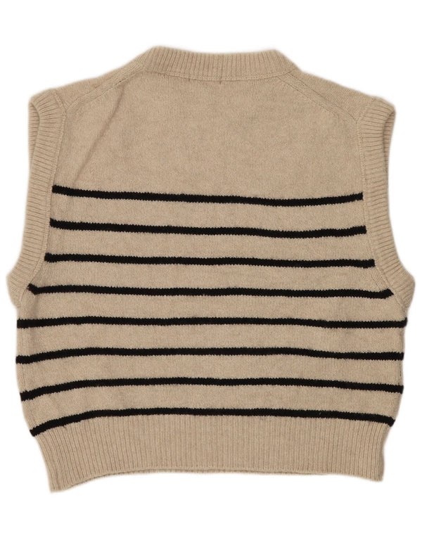 Massimo Dutti Γυναικείο Crop Oversized Vest Tank Top 10 Small Beige ριγέ