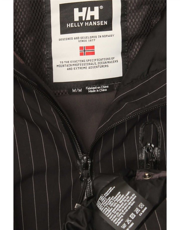 Ανδρικό μπουφάν βροχής με κουκούλα Helly Hansen 38 μεσαίο μαύρο ριγέ