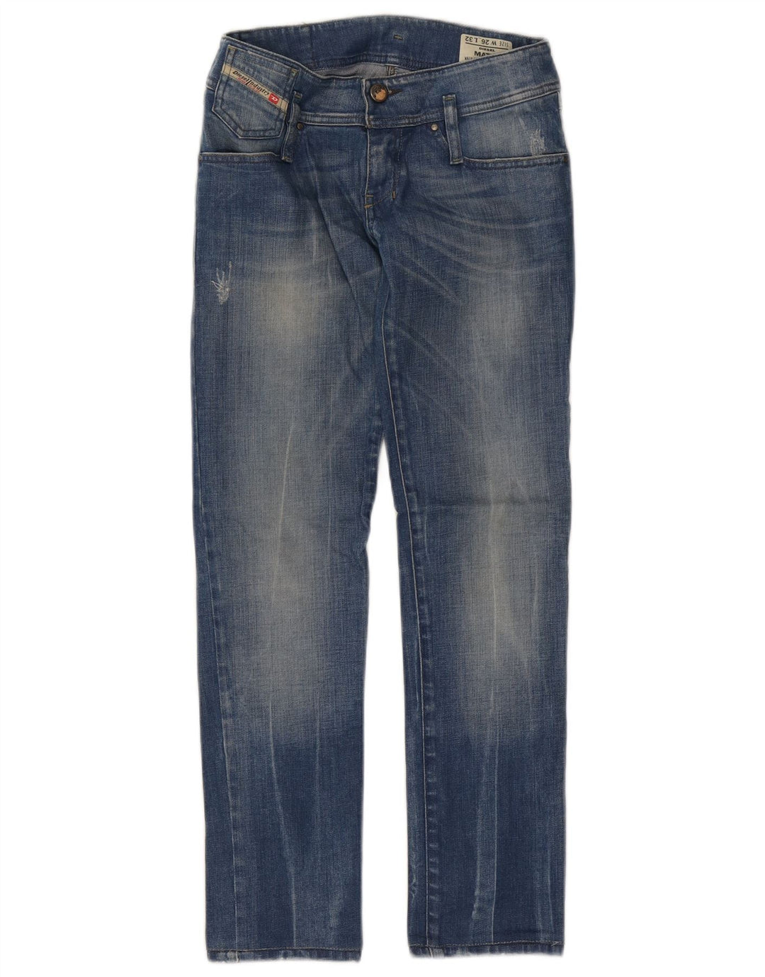 DIESEL Γυναικείο Matic Distressed Straight Jeans W26 L28 Μπλε Βαμβακερό