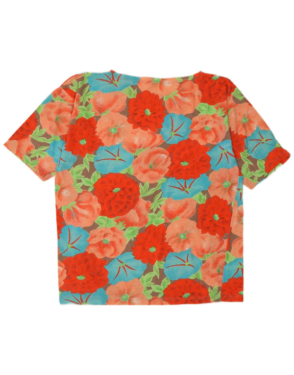Vintage Γυναικείο γραφικό T-Shirt Top UK 14 Medium πολύχρωμο Floral