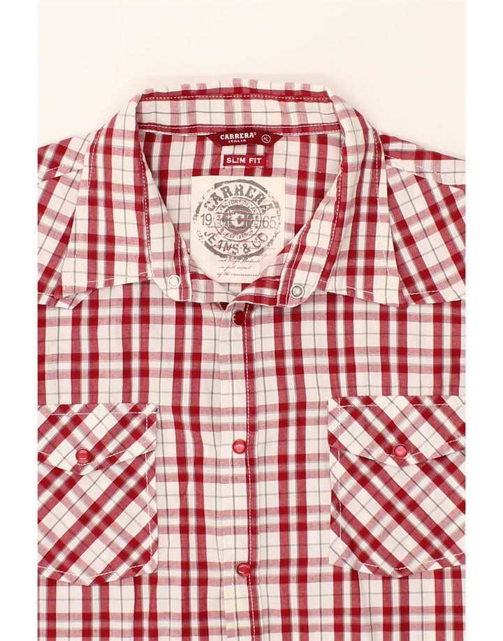 CARRERA Mens Slim Fit Shirt XL Red Check Cotton Vintage Carrera and Second-Hand Carrera from Messina Hembry 