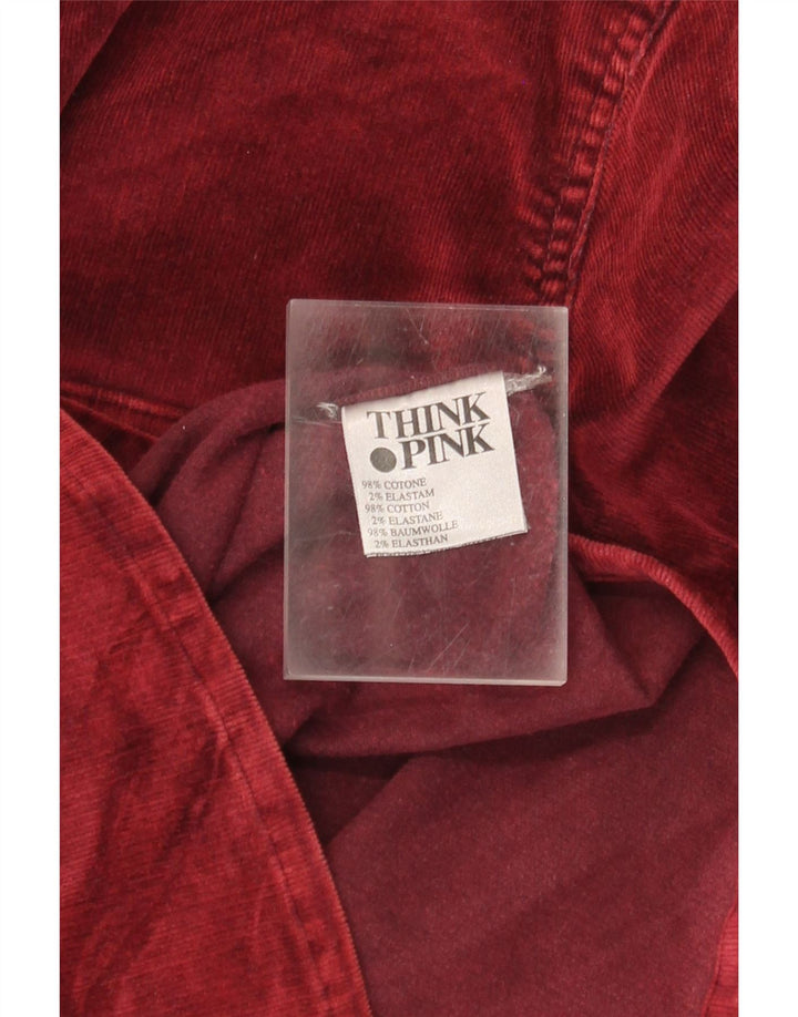 Think Pink Womens Corduroy Shirt UK 14 Medium Burgundy Cotton