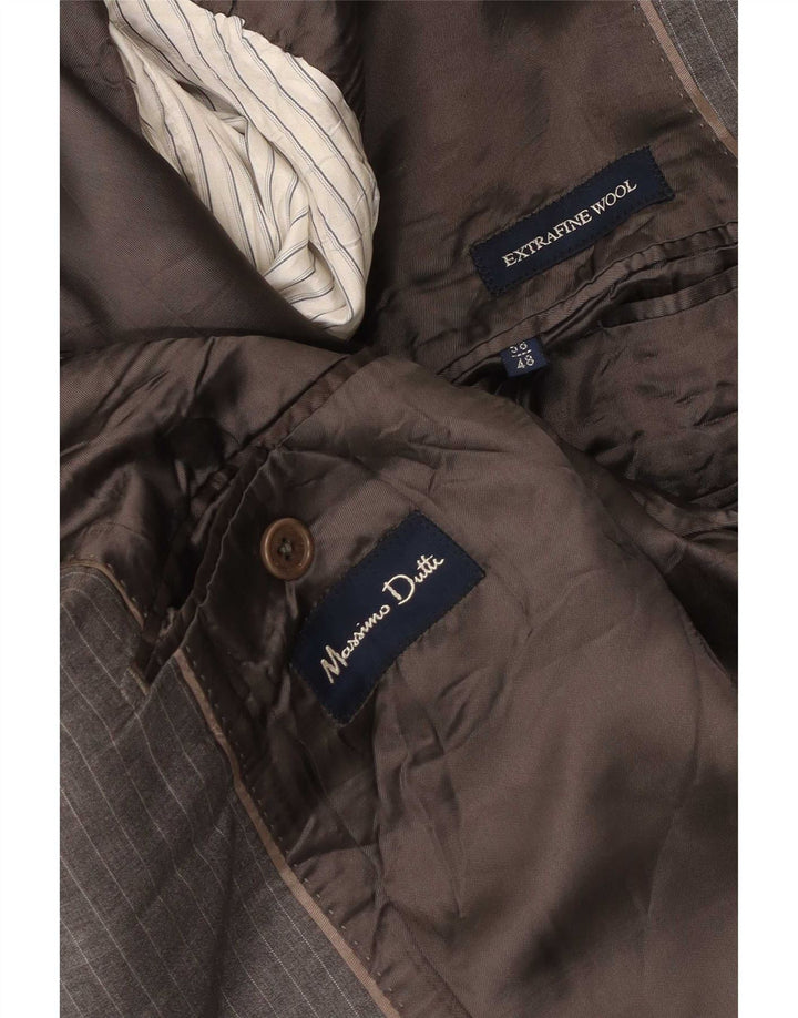 Massimo Dutti Ανδρικό σακάκι μπλέιζερ με 2 κουμπιά EU 58 2XL μαλλί με γκρι ρίγες