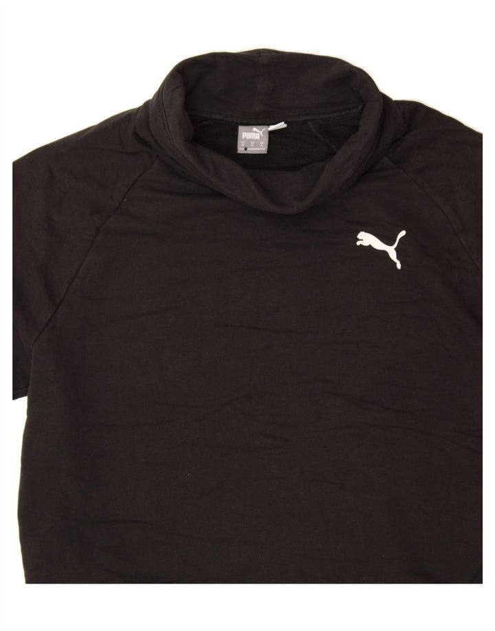 PUMA Womens Graphic Roll Neck Sweatshirt Jumper UK 14 Medium Black Vintage Puma and Second-Hand Puma from Messina Hembry 