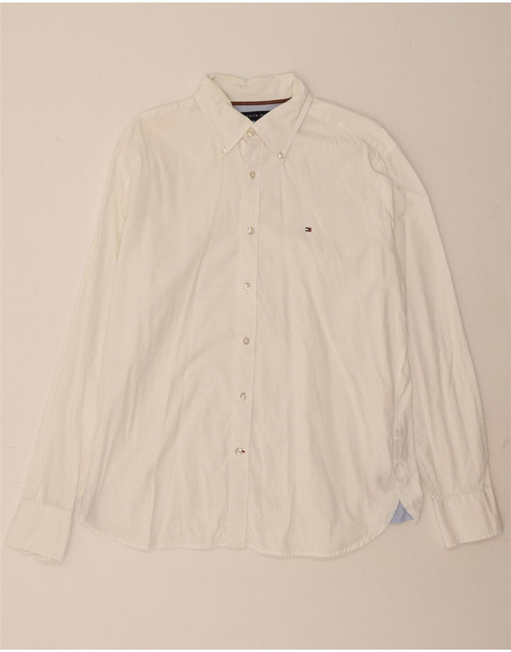 TOMMY HILFIGER Mens Shirt Large White Cotton Vintage Tommy Hilfiger and Second-Hand Tommy Hilfiger from Messina Hembry 