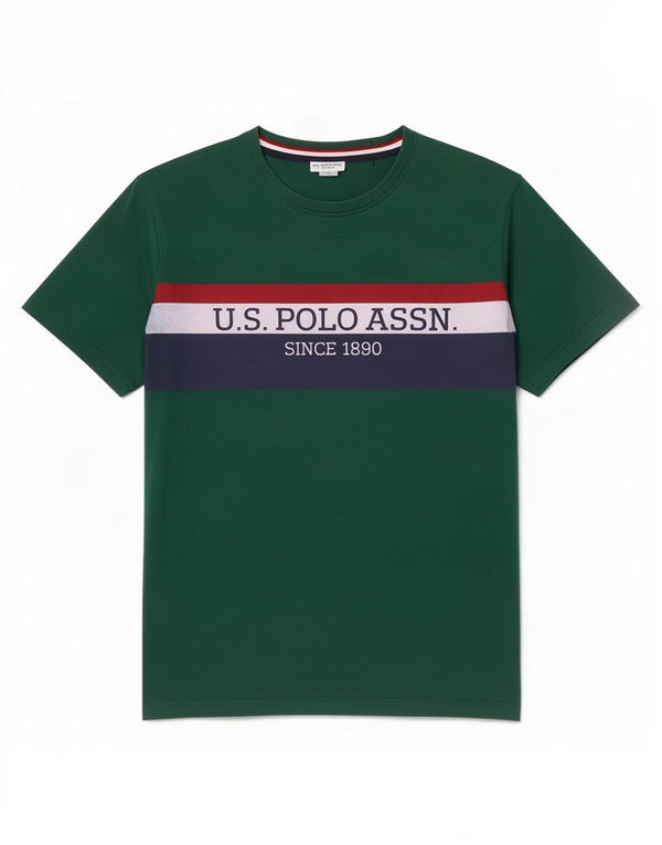 Πόλο Ασν. Ανδρικό γραφικό T-Shirt Top Small Green Colourblock