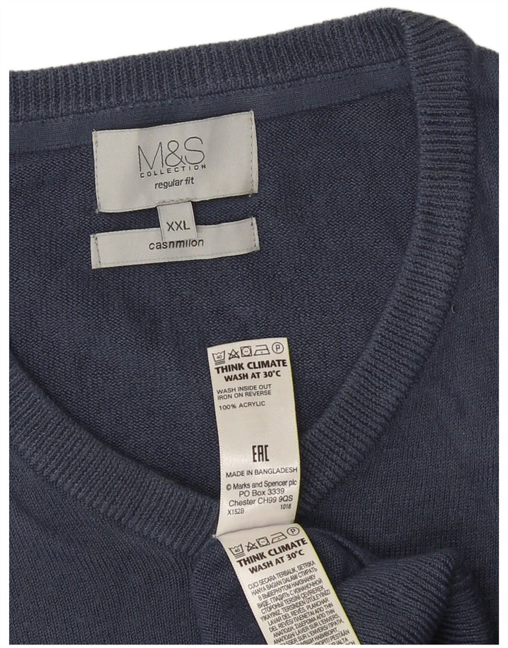 Marks & Spencer Ανδρικό πουλόβερ με κανονική εφαρμογή V-Neck Jumper 2XL Navy Blue