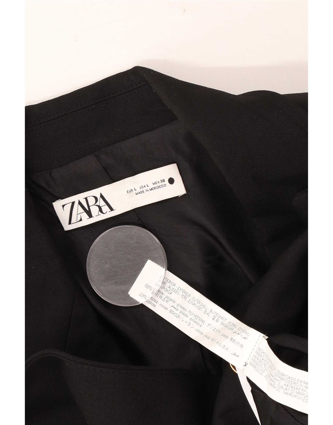 Zara Γυναικείο μπουφάν blazer διπλό στήθος UK 16 μεγάλο μαύρο πολυεστέρα