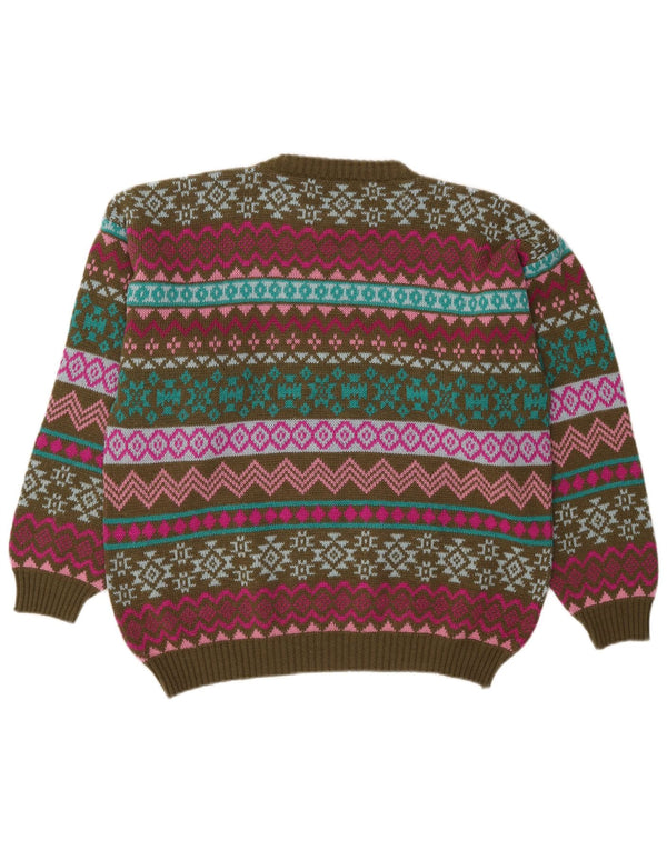 Ανδρικό πουλόβερ Vintage Crew Neck Jumper XL Khaki Fair Isle Acrylic
