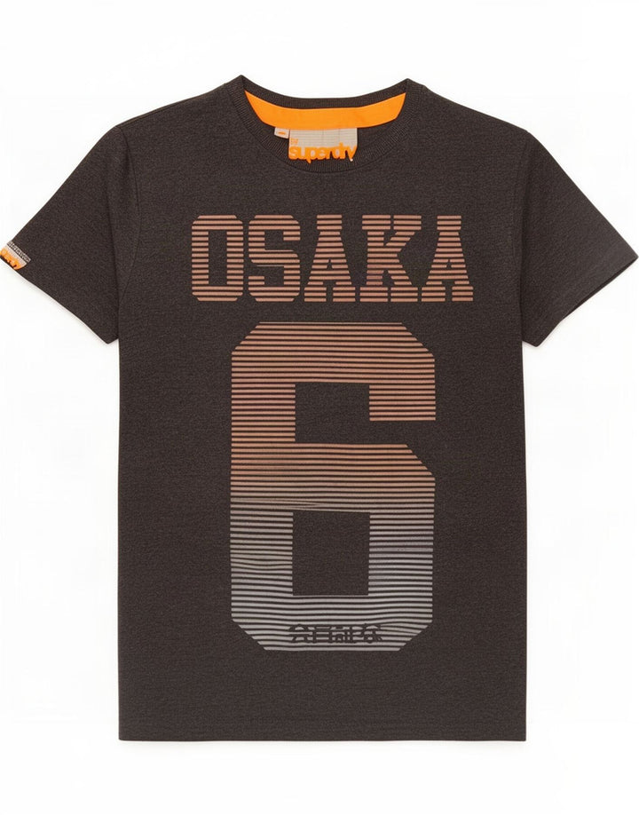 Μπλουζάκι Superdry Ανδρικό γραφικό μπλουζάκι Osaka, μικρό γκρι βαμβακερό