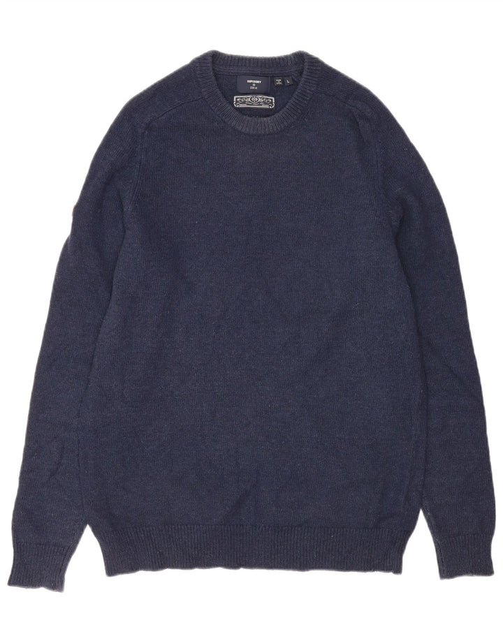 Ανδρικό πουλόβερ Superdry Crew Neck Jumper Lambswool σε μπλε Navy