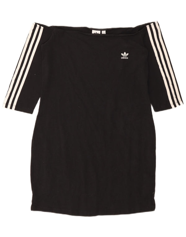 Γυναικείο φόρεμα ADIDAS Off Shoulder UK 18 XL Μαύρο βαμβακερό