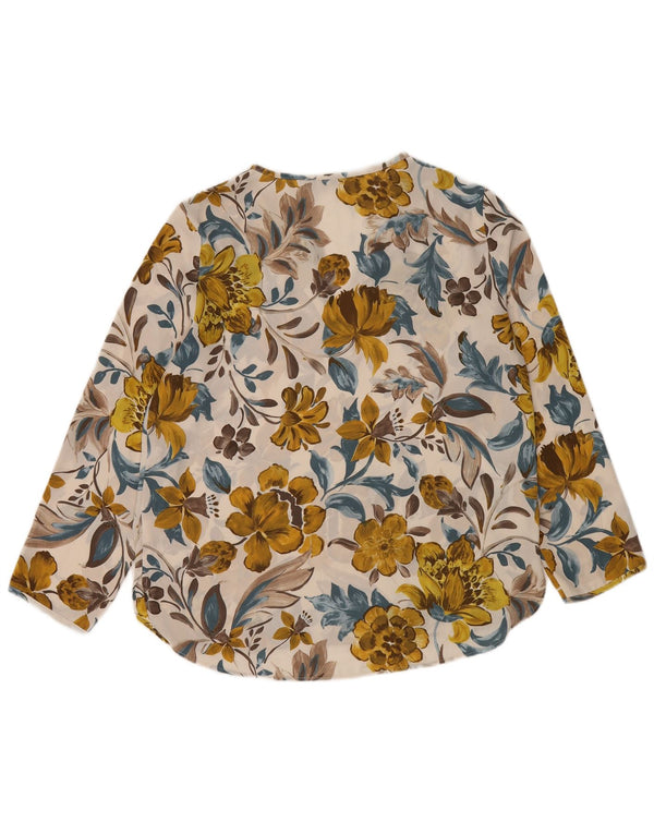 Zara Γυναικεία μακρυμάνικη μπλούζα τοπ UK 16 Large White Floral