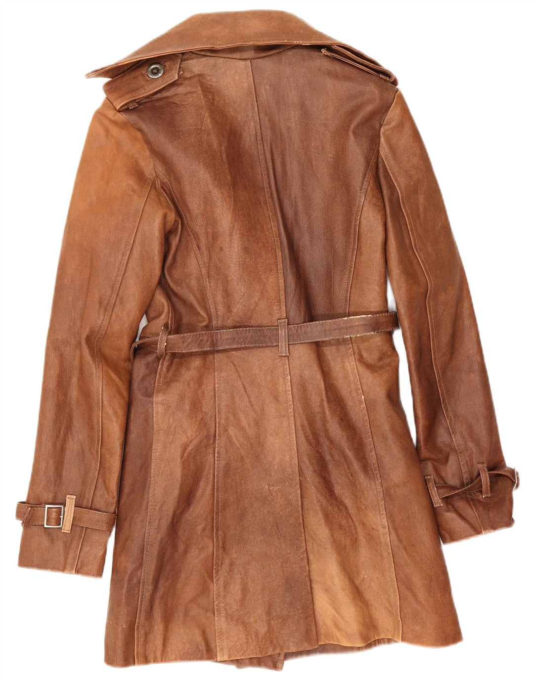 Vintage Γυναικείο Διπλό Δερμάτινο Παλτό IT 42 Δερμάτινο Μεσαίο Καφέ