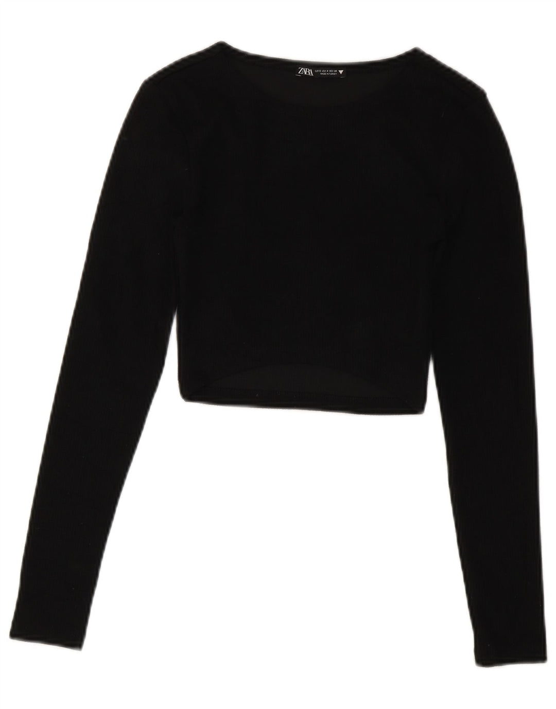Zara Γυναικείο Crop Top Μακρυμάνικο UK 8 Small Black