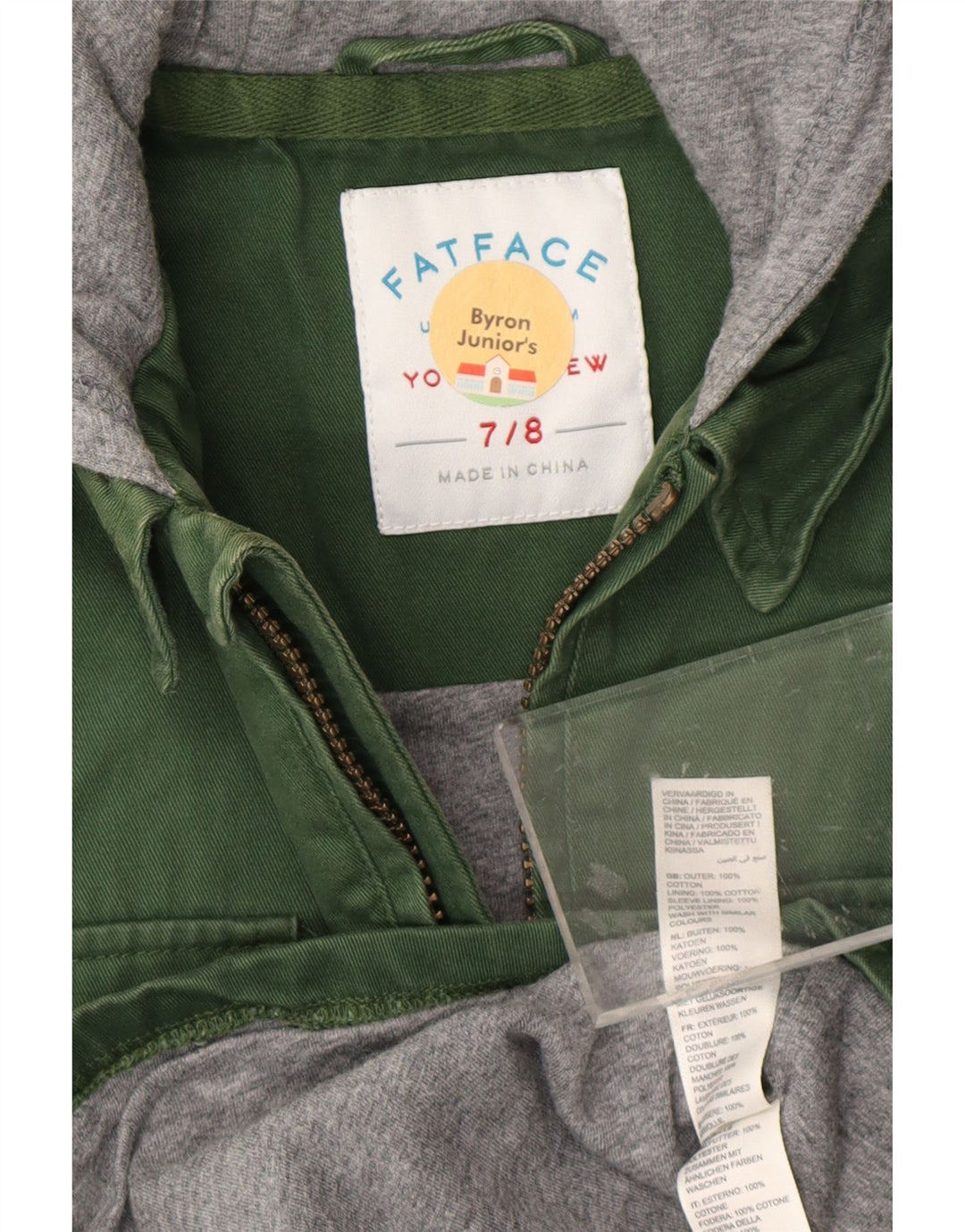 FAT FACE Αγόρια με κουκούλα τζιν ξυλοκόπος 7-8 ετών πράσινο χρώμα