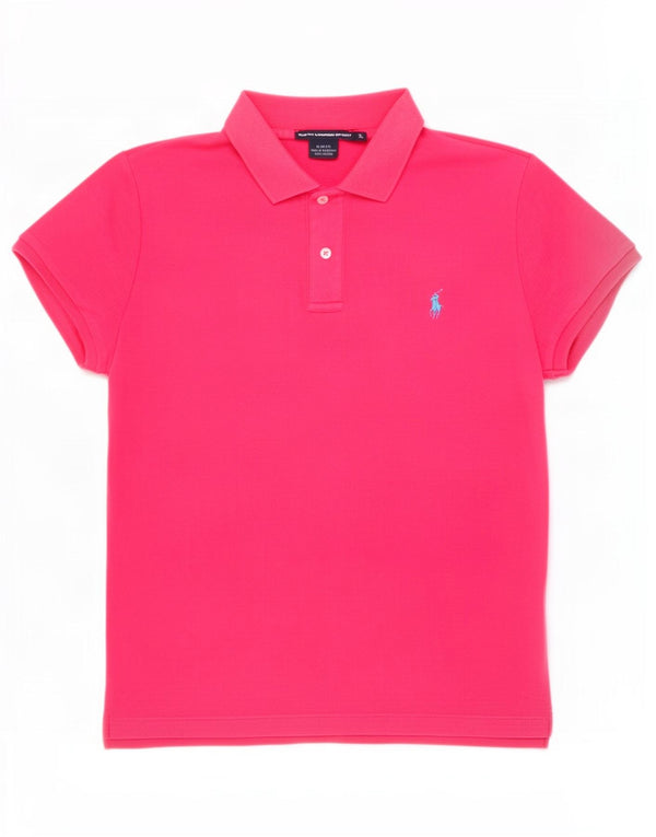 Ανδρικό μπλουζάκι πόλο Ralph Lauren με λεπτή εφαρμογή XL ροζ βαμβακερό