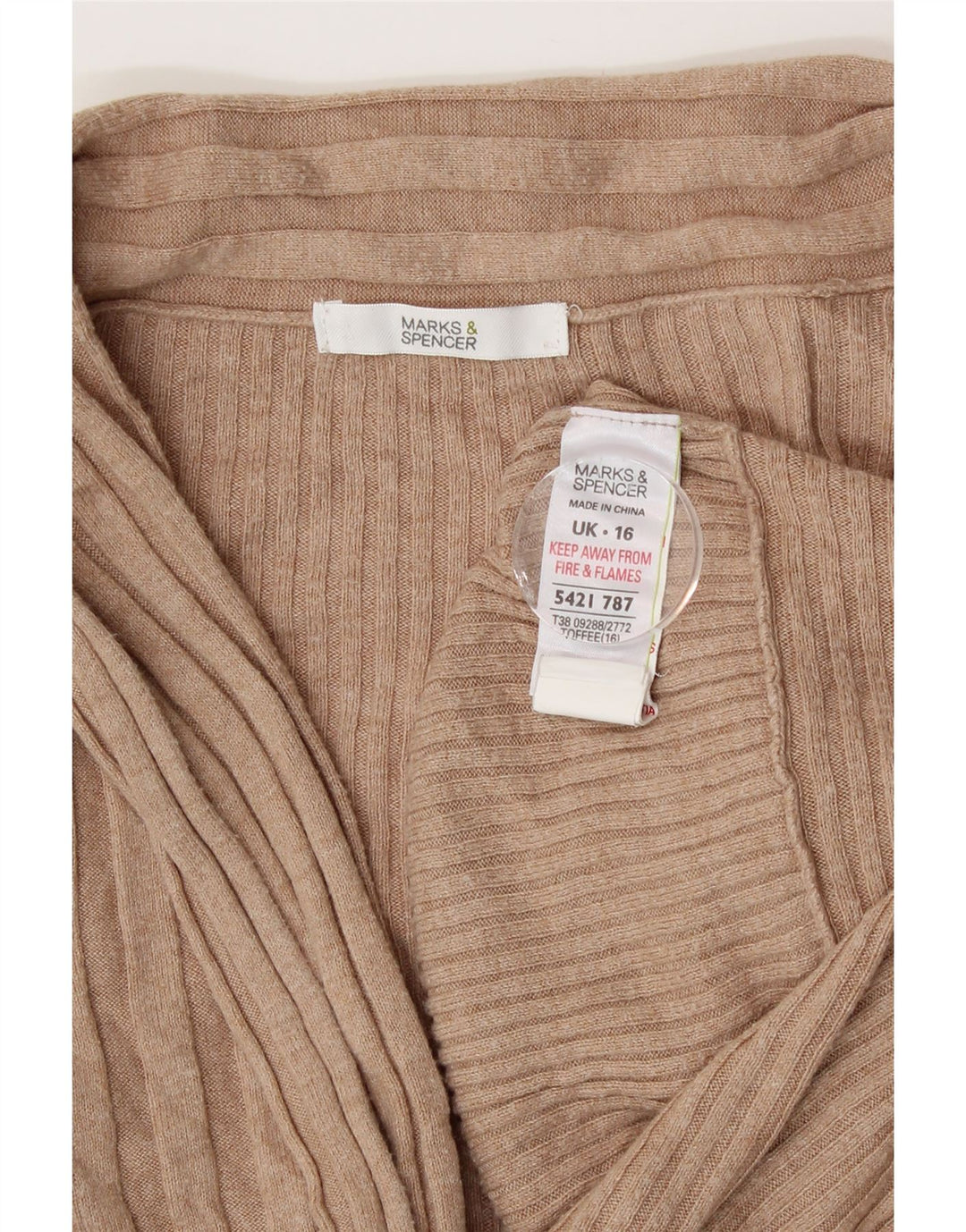 Marks & Spencer Γυναικείο ασύμμετρο ανοιχτό πουλόβερ UK 16 Large Beige