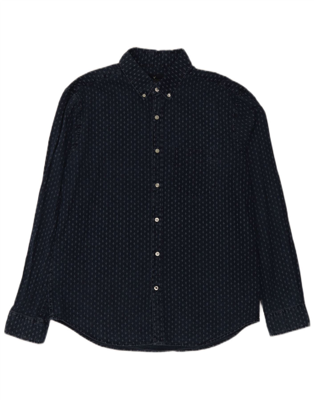 Ανδρικό πουκάμισο American Eagle Classic Fit Μεγάλο μπλε ναυτικό βαμβακερό στίγμα