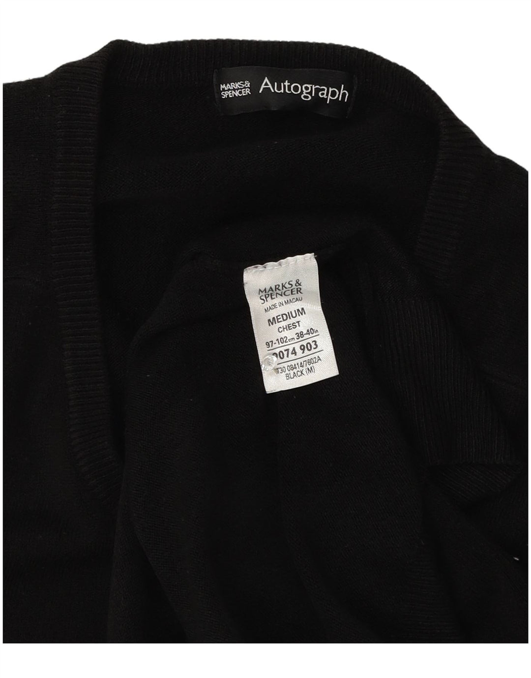 Ανδρικό πουλόβερ Marks & Spencer Autograph V-Neck Jumper Μεσαίο Μαύρο Ακρυλικό
