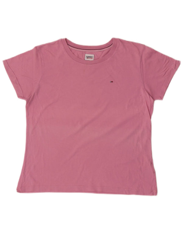 Tommy Hilfiger Γυναικείο T-Shirt Top UK 14 μεγάλο ροζ βαμβακερό