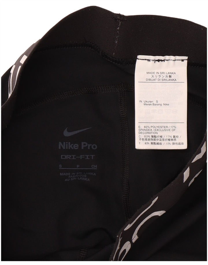 Γυναικεία γραφικά κολάν Nike Dri Fit UK 10 Small Black Polyester Sports