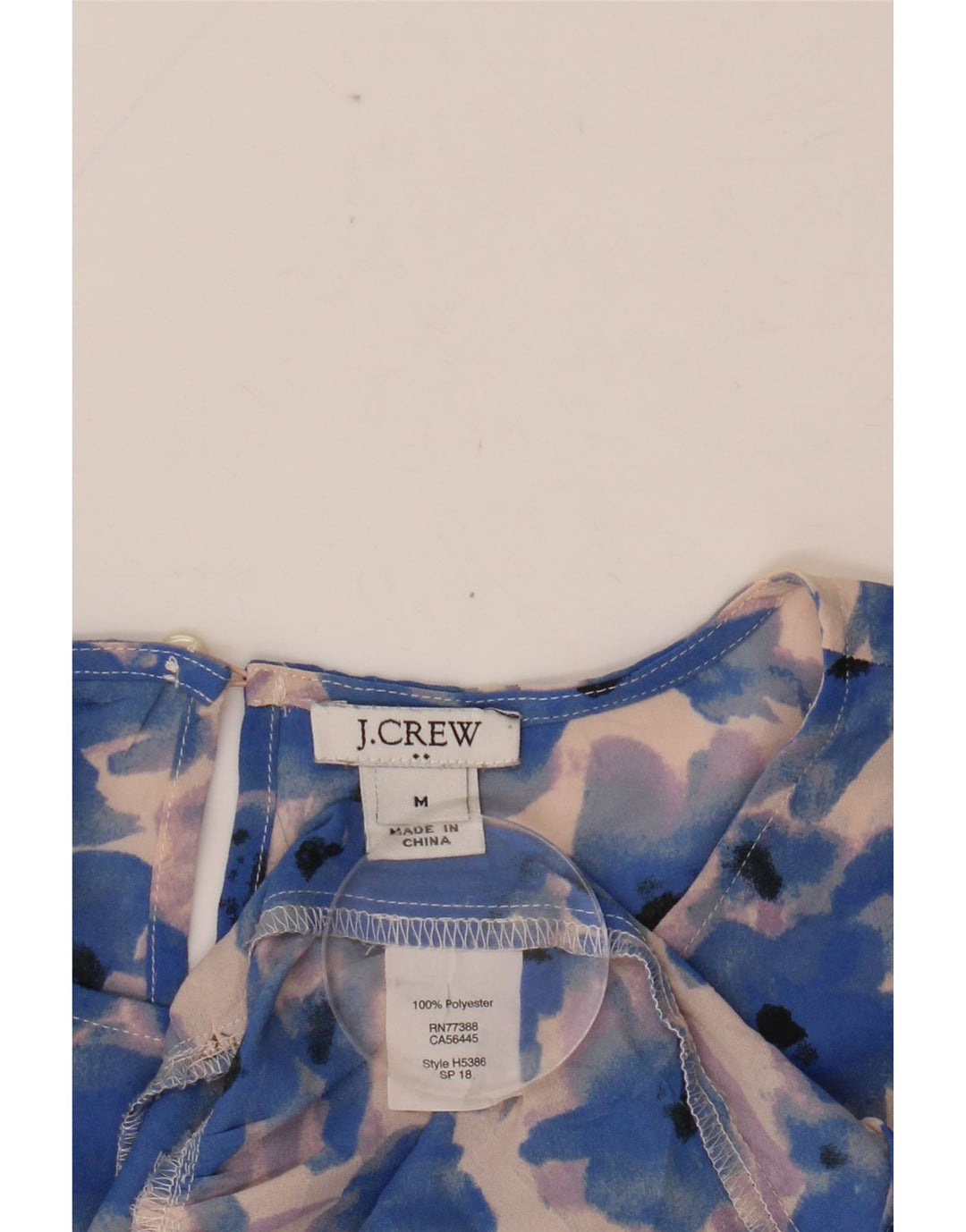 J. CREW Γυναικεία μπλούζα με 3/4 μανίκια τοπ UK 14 Μεσαίο μπλε φλοράλ πολυεστέρας