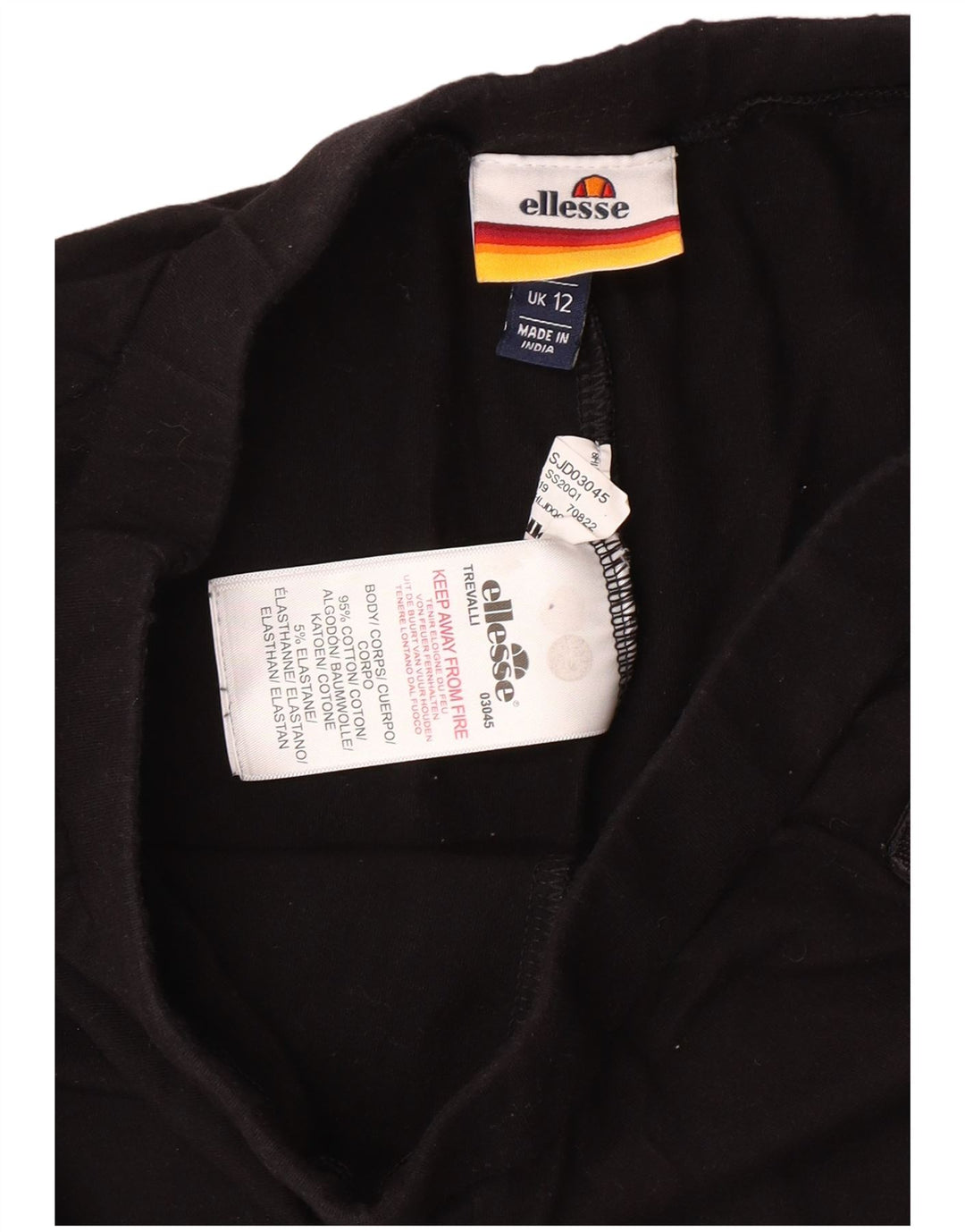 ELLESSE Γυναικείο Γραφικό Κολάν UK 12 Μεσαίο Μαύρο Βαμβακερό