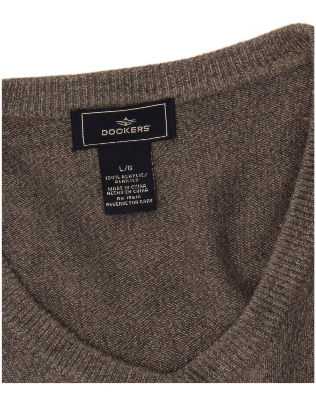 Dockers Ανδρικό πουλόβερ με λαιμόκοψη με λαιμόκοψη μεγάλο γκρι ακρυλικό