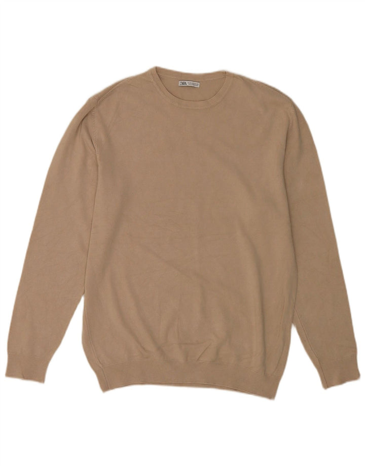 Ανδρικό πουλόβερ Zara Crew Neck Jumper Medium Beige