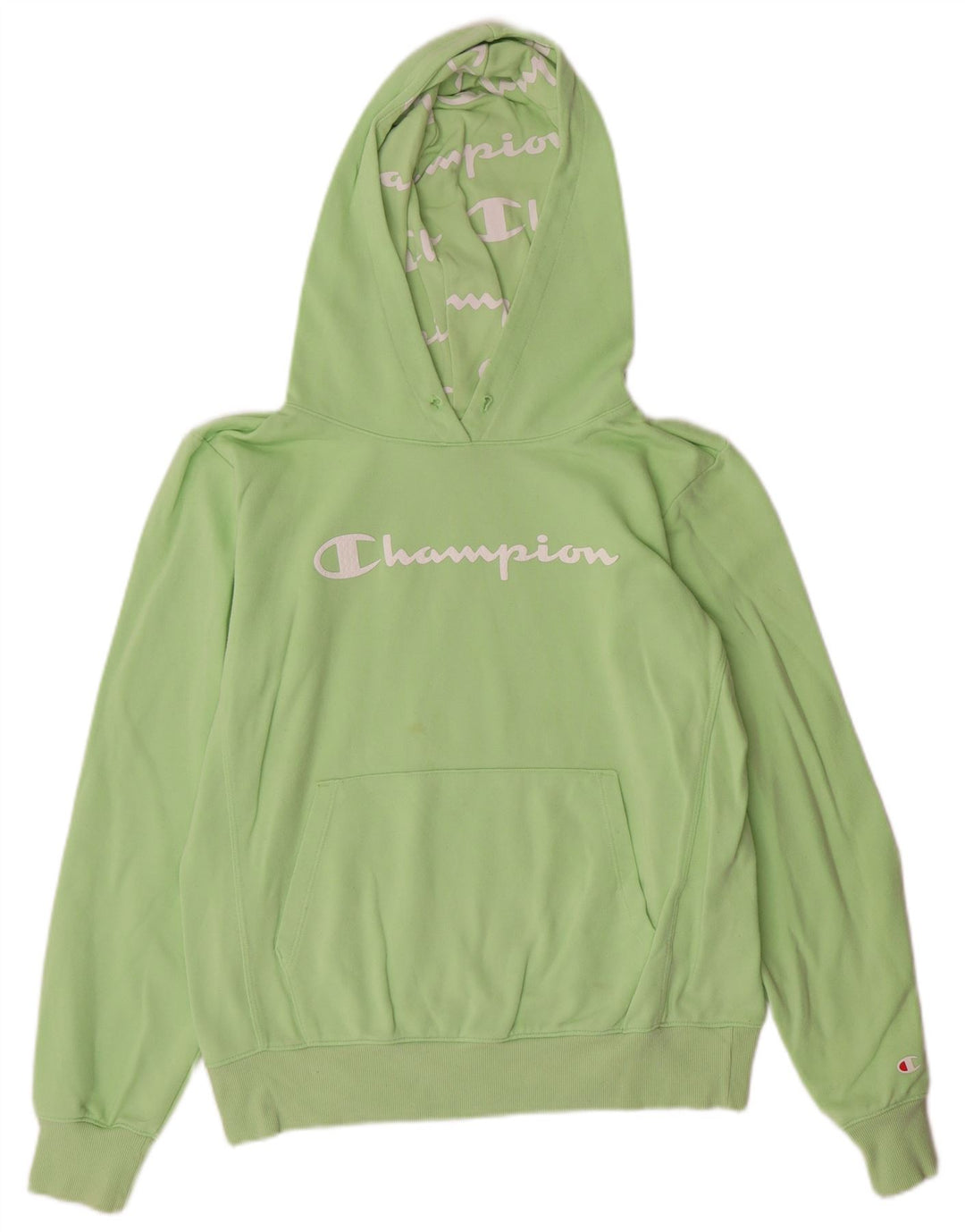 CHAMPION Γυναικείο Γραφικό Hoodie Jumper UK 16 Μεγάλο πράσινο βαμβακερό