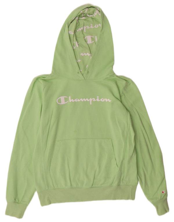 CHAMPION Γυναικείο Γραφικό Hoodie Jumper UK 16 Μεγάλο πράσινο βαμβακερό