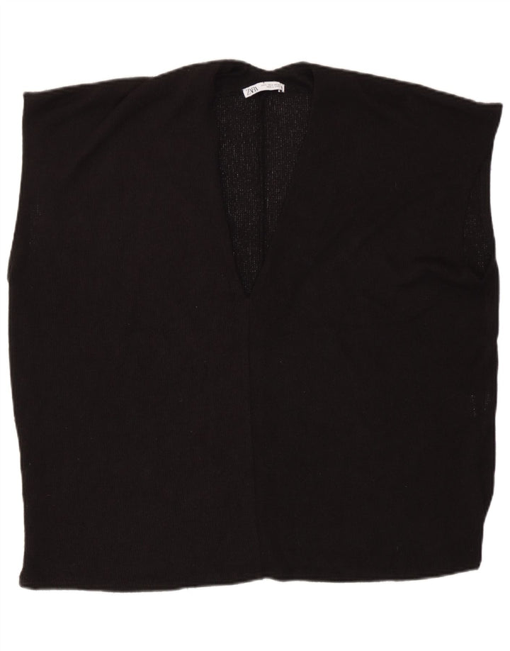 Zara Γυναικείο Γιλέκο Υπερμεγέθης Τόπ UK 10 Small Black Viscose