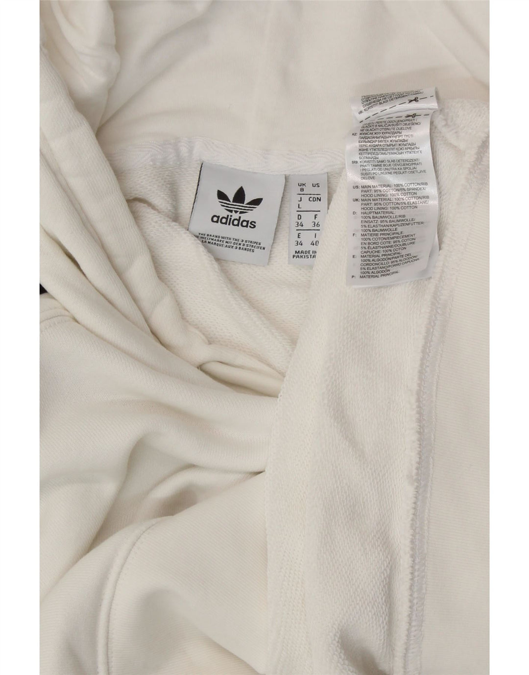 Γυναικεία ADIDAS Crop Oversized Hoodie Jumper UK 8 Small White Cotton