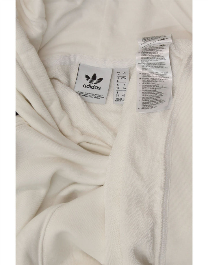 Γυναικεία ADIDAS Crop Oversized Hoodie Jumper UK 8 Small White Cotton
