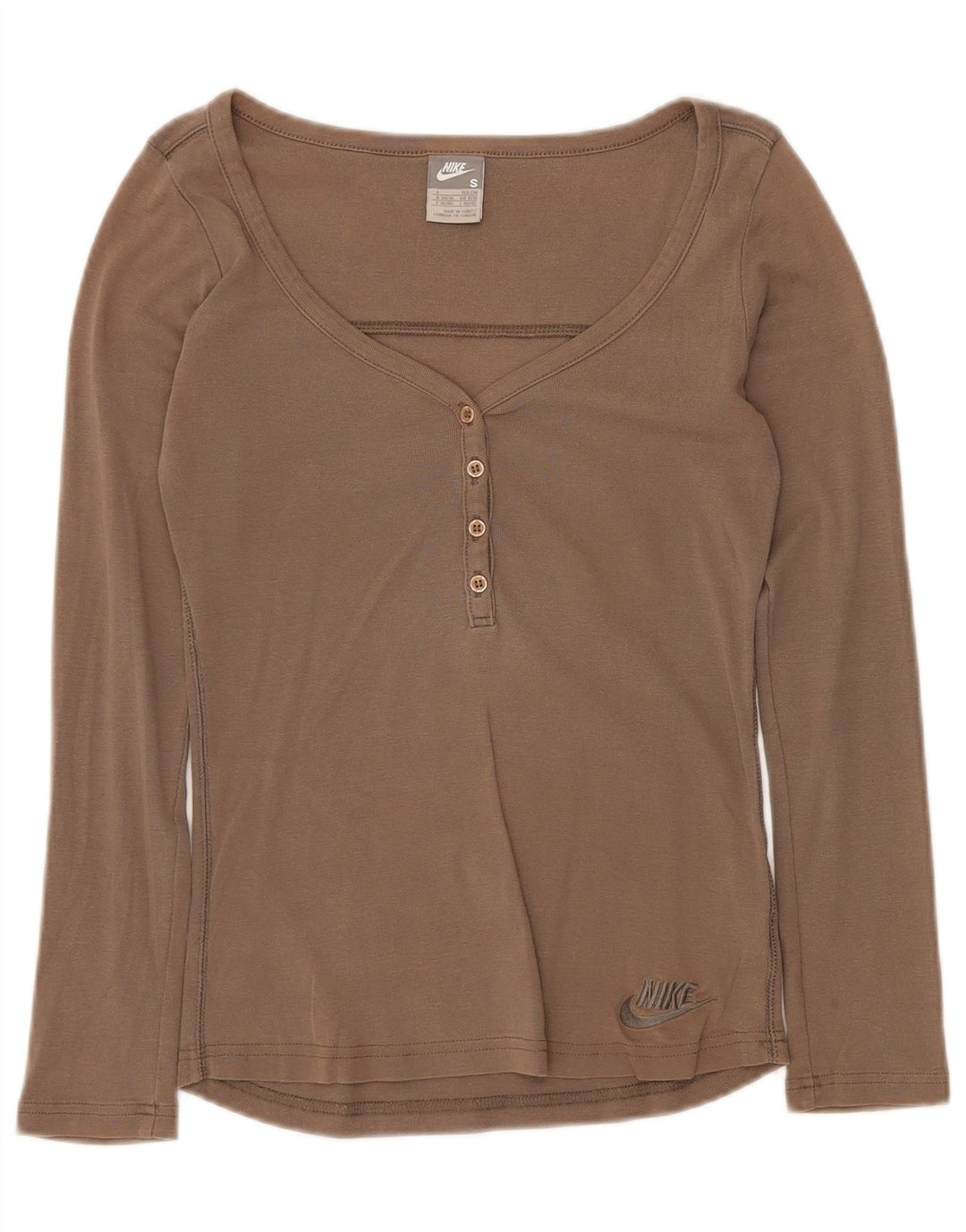 Γυναικείο τοπ NIKE μακρυμάνικο UK 8/10 Μικρό γκρι βαμβακερό