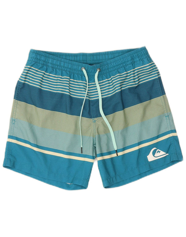 QUIKSILVER Mens Graphic Swimming Shorts Medium Blue Striped Polyester
