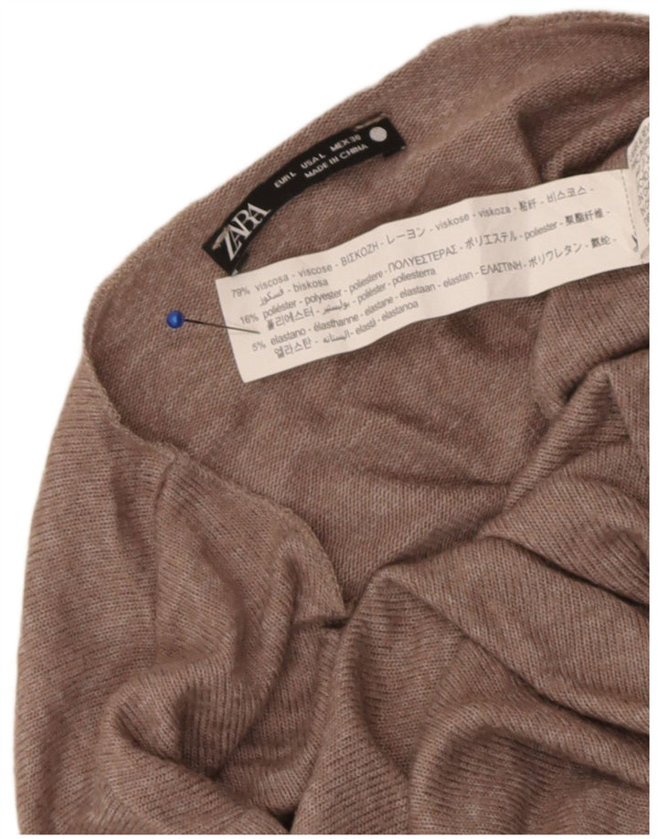 Zara Γυναικεία Μπλούζα Τοπ UK 14 Μεγάλη Καφέ Βισκόζη