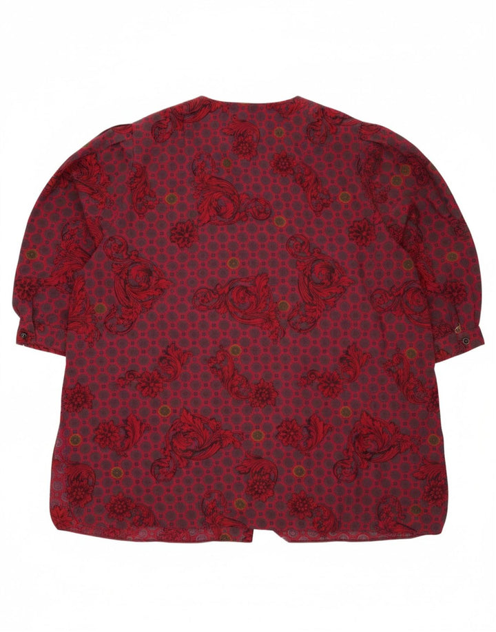 VINTAGE Womens Shirt Blouse EU 48 2XL Red Floral Polyester
